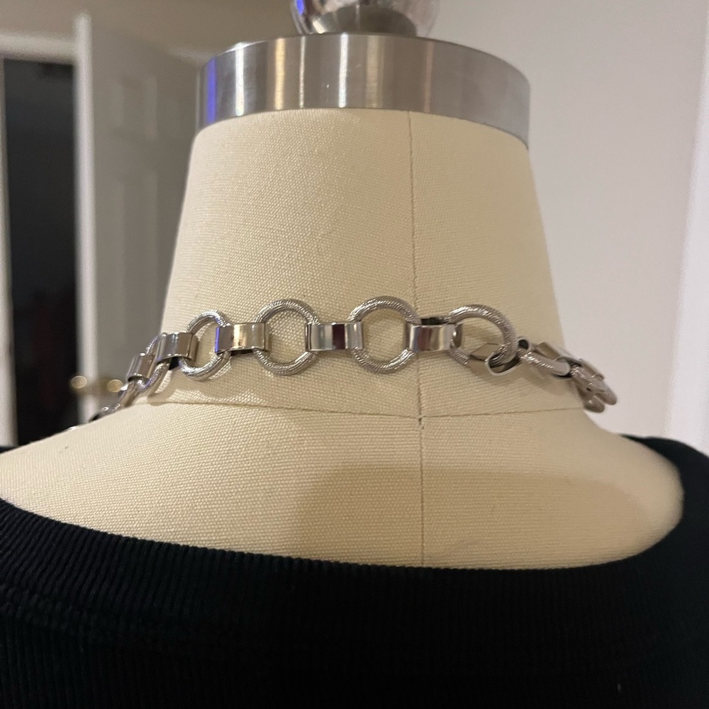 Silver Multi-Strand Statement Chain Necklace - image 2